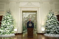 Joe Biden lors des vœux de Noël 2022 à la Maison-Blanche.
