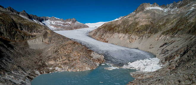 Le glacier du Rhone, en Suisse.
