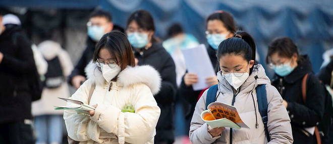 Chinese schoolchildren in Changsha, Hunan province, on December 24, 2022.
