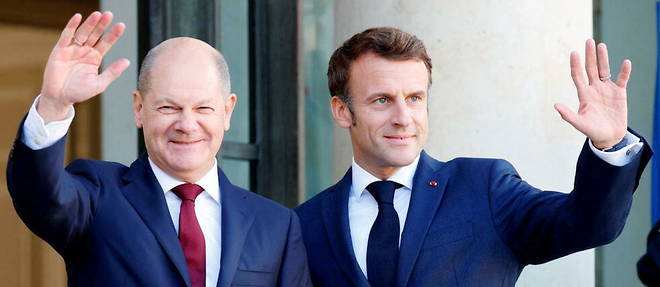 Le chancelier allemand Olaf Scholz et le prsident franais Emmanuel Macron