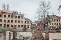Soledar, ville de 10 000 habitants avant la guerre, a été largement détruite dans des bombardements. 
