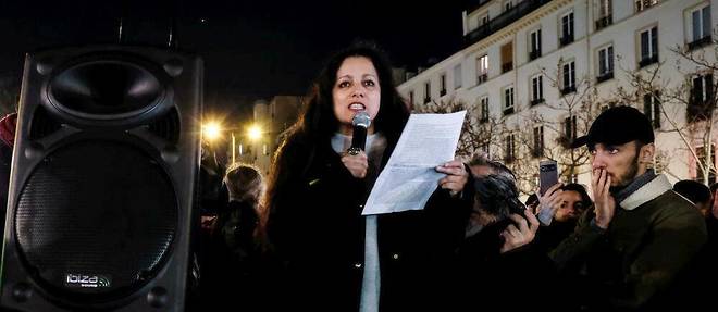 La militante décoloniale Houria Bouteldja, place de Ménilmontant, dans le 20 e  arrondissement de Paris, le 19 février 2019.
