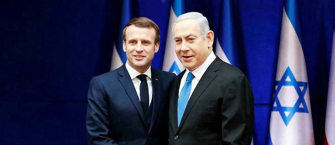 Emmanuel Macron et le Premier ministre israelien Benyamin Netanyahou a l'Elysee ce jeudi soir.
