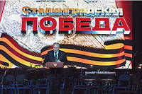 Le president russe lors des ceremonies marquant le 80 e  anniversaire de la bataille de Stalingrad, le 2 fevrier 2023 a Volgograd.
