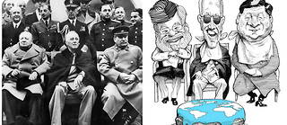Churchill, Roosevelt et Staline a Yalta en 1945. Modi, Biden et Xi Jinping, un Yalta version 2023 ?
