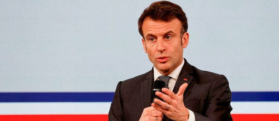 Emmanuel Macron, jeudi 16 fevrier, lors de la reunion a l'Elysee marquant le premier anniversaire du Forum de l'islam de France (Forif).
