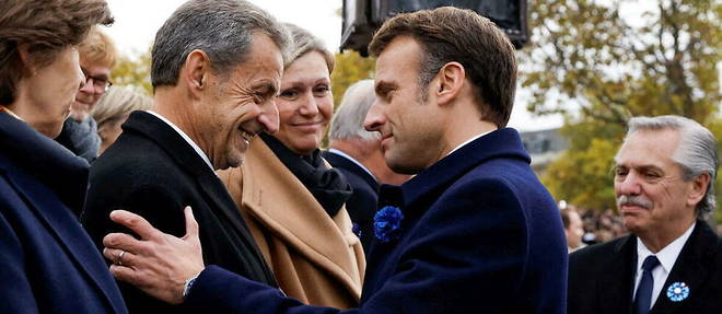 Nicolas Sarkozy and Emmanuel Macron during the commemorations of November 11, in 2022.