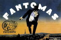 Une affiche d'un film Fantomas, datant de 1913-1915, realise par Louis Feuillade.
