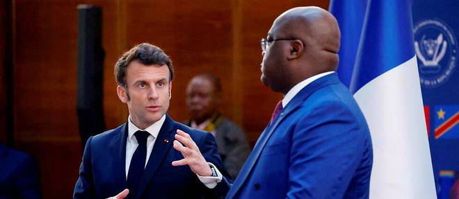 Emmanuel Macron et le president congolais Felix Tshisekedi ont discute des rapports entre l'Afrique et la France dans le Palais de la Nation de Brazzaville
