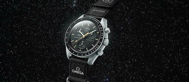Omega et Swatch ont leve le voile sur la nouvelle MoonSwatch baptisee << Mission to Moonshine Gold >>. 
