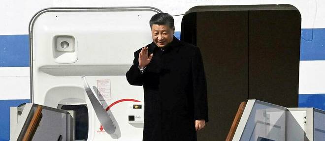Xi Jinping a son arrivee en Russie, le 20 mars 2023.
