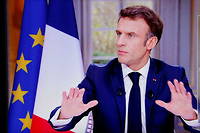 Emmanuel Macron lors son interview, mercredi 22 mars 2023, au JT de 13 Heures.
