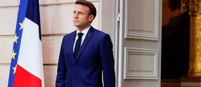 Emmanuel Macron a son arrivee a l'Elysee, le jour de son investiture, le 7 mai 2022. 
