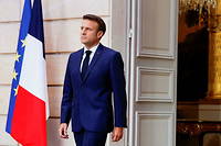 Emmanuel Macron a son arrivee a l'Elysee, le jour de son investiture, le 7 mai 2022.
