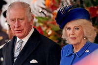 Le roi Charles III et Camilla, reine consort, lors d'une cérémonie d'accueil du président sud-africain, à Londres, le 22 novembre 2022.
