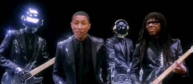 Capture d'écran du clip « Get Lucky », feat. Pharrell Williams et Nile Rodgers.  
