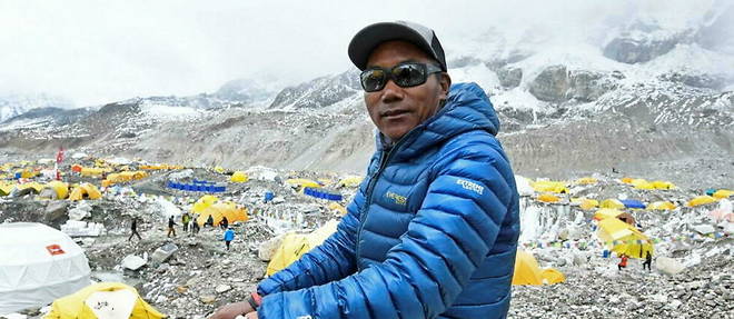 Kami Rita Sherpa, in 2021, in one of the Mount Everest camps.
