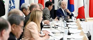Joe Biden avec plusieurs dirigeants internationaux lors du sommet du G7 à Hiroshima, le 20 mai.  

