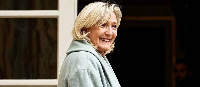 Marine Le Pen arrivant à un rendez-vous à Matignon, le 11 avril 2023. 
