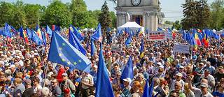 Rassemblement pro-Union europeenne a Chisinau le 21 mai 2023. La capitale moldave accueille la deuxieme edition de la Communaute politique europeenne, a partir du 1 er  juin.
