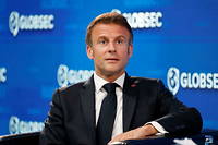 Emmanuel Macron est le premier president francais a prendre la parole devant le Globsec, sur les questions de securite regionale.
