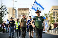A Jerusalem,  le 23 mai 2023. Manifestation contre la proposition de budget du gouvernement qui alloue des sommes records  aux partis ultra-orthodoxes.
