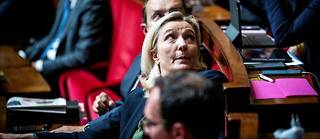Marine Le Pen, présidente du groupe Rassemblement national, à l'Assemblée nationale, à Paris, le 23 mai 2023.
