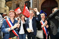 Fabien Roussel s'est mele aux manifestants a Montpellier.
