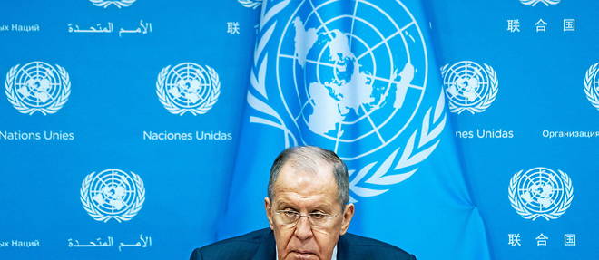Russian Foreign Minister Sergei Lavrov during a press conference at the UN General Assembly on Saturday. Russian Foreign Minister Sergei Lavrov during a press conference at the UN General Assembly on Saturday.