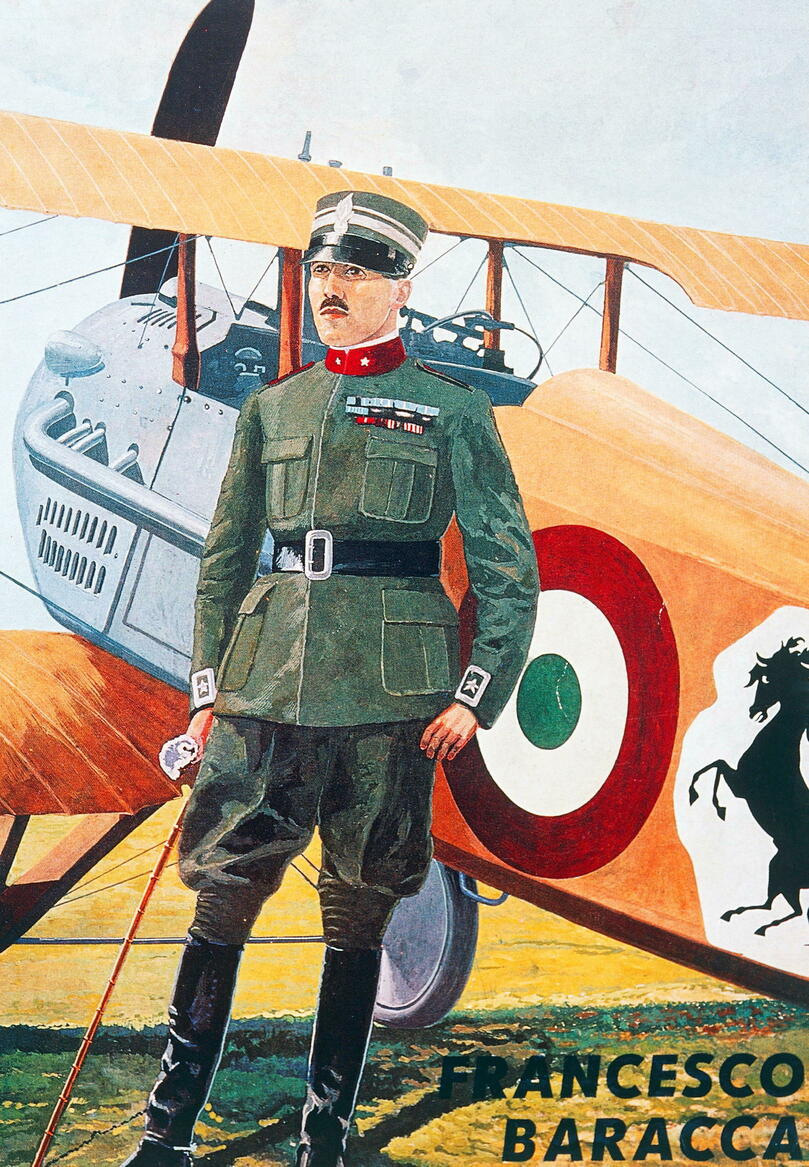 Portrait de Francesco Baracca, as de l'armée de l'air italienne mort au combat lors de la première guerre mondiale.
 ©  akg-images / De Agostini Picture / akg-images / De Agostini Picture Library