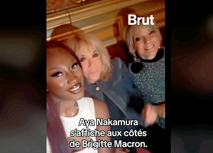 La chanteuse Aya Nakamura et la première dame Brigitte Macron se sont croisées, lundi 22 avril, lors d’une soirée parisienne, en compagnie de Hélène Mercier-Arnault, l’épouse de l'homme d'affaires Bernard Arnault.
©  Capture écran Brut